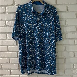 Southern Tide Teal Blue Nautical Novelty Polo